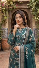 D#16 TEAL GREEN 3 PCS UNSTITCHED