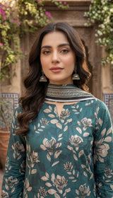 D#16 TEAL GREEN 3 PCS UNSTITCHED