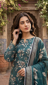 D#16 TEAL GREEN 3 PCS UNSTITCHED