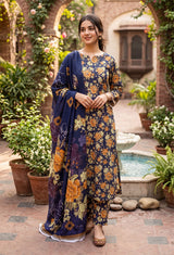 D#20 NAVY BLUE 3 PCS UNSTITCHED