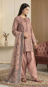 D# 33 Peach Banadora Lawn 3 Pcs Unstitched