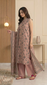 D# 33 Peach Banadora Lawn 3 Pcs Unstitched