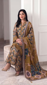 D# 3505 Golden 3 PCS Unstitched Lawn
