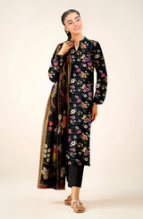 D#514 PRINTED BLACK BANA DORA LAWN 3 PCS UNSTITCHED