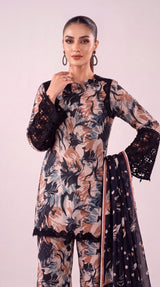 D# 7001 Black Banadora Lawn 3 Pcs Unstitched