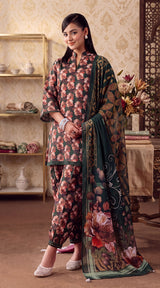 D# 7005 Green Banadora Lawn 3 Pcs Unstitched