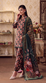D# 7005 Green Banadora Lawn 3 Pcs Unstitched