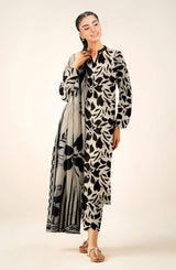 D#827 PRINTED OFF WHITE 3 PCS UNSTITCHED