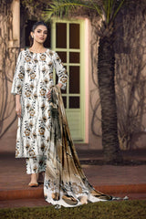 D#828 PRINTED MILKY 3 PCS UNSTITCHED