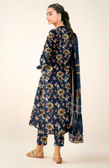 D#830 PRINTED NAVY BLUE 3 PCS UNSTITCHED