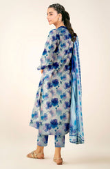 D#832 PRINTED SKY BLUE 3 PCS UNSTITCHED