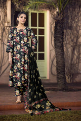 D#833 PRINTED BLACK 3 PCS UNSTITCHED
