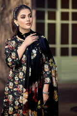 D#833 PRINTED BLACK 3 PCS UNSTITCHED