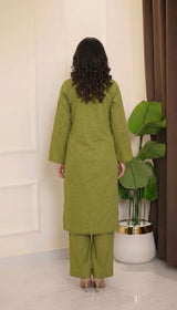 LNF 182 OLIVE GREEN 2 PCS SHIRT & TROUSER