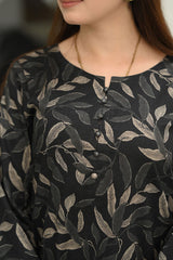 STITCHED PRINTED CO-ORD SET LNF P004 BLACK