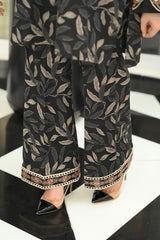 STITCHED PRINTED CO-ORD SET LNF P004 BLACK