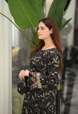 STITCHED PRINTED CO-ORD SET LNF P004 BLACK