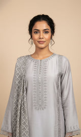 LNF-113 GREY RTW EMBROIDERED SILK