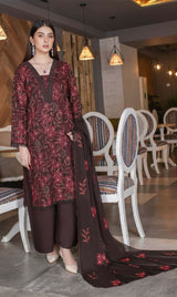 LNF-137 Deep Brown Karandi 3 Piece Unstitched