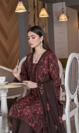 LNF-137 Deep Brown Karandi 3 Piece Unstitched