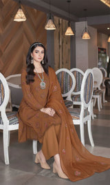 LNF-138 Leather Brown Karandi 3 Piece Unstitched