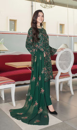 LNF-139 Bottle Green Karandi 3 Piece Unstitched
