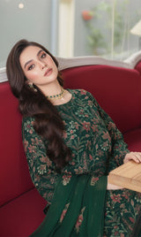 LNF-139 Bottle Green Karandi 3 Piece Unstitched