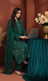 LNF-141 Green Karandi 3 Piece Unstitched