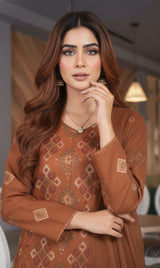LNF-147 Pecan Brown Karandi 3 Piece Unstitched