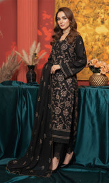 LNF-149 Black Karandi 3 Piece Unstitched