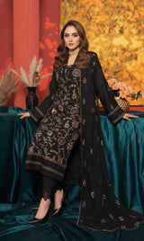 LNF-149 Black Karandi 3 Piece Unstitched