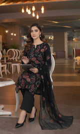 LNF-154 Black Karandi 3 Piece Unstitched