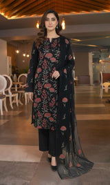 LNF-154 Black Karandi 3 Piece Unstitched