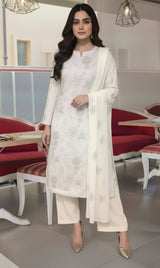 LNF-158 Off White Karandi 3 Piece Unstitched