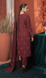 LNF-159 Maroon Karandi 3 Piece Unstitched