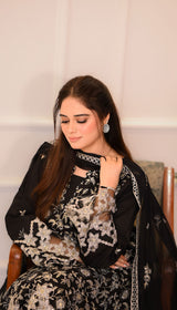 LNF 172 BLACK CHIKAN KARI LAWN 3 PCS