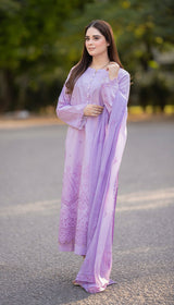 LNF 176 LILAC CHIKAN KARI LAWN 3 PCS