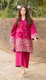 LNF 177 DEEP PINK 2 PCS SHIRT & TROUSER
