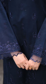 LNF 178 NAVY BLUE CHIKAN KARI LAWN 3 PCS