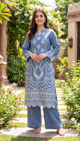 LNF 179 SHADOW BLUE 2 PCS SHIRT & TROUSER