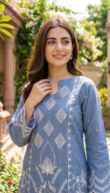 LNF 179 SHADOW BLUE 2 PCS SHIRT & TROUSER