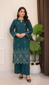 LNF 180 TEAL GREEN 2 PCS SHIRT & TROUSER