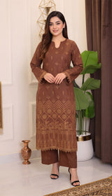 LNF 181 BROWN 2 PCS SHIRT & TROUSER