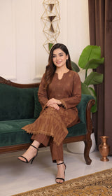 LNF 181 BROWN 2 PCS SHIRT & TROUSER