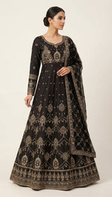 LNF-187 BLACK PISHWAS BRIDAL WEAR