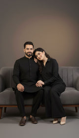 LNF-190 BLACK UNSTITICHED MATCHING SET FOR COUPLES