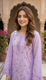 LNF 192 LILAC CHIKAN KARI LAWN 3 PCS