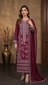 LNF 193 DEEP MAJANTA CHIKAN KARI LAWN 3 PCS