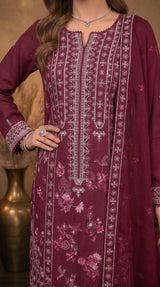 LNF 193 DEEP MAJANTA CHIKAN KARI LAWN 3 PCS
