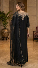 LNF-199 BLACK RTW LONG 3 PCS KAFTAAN
